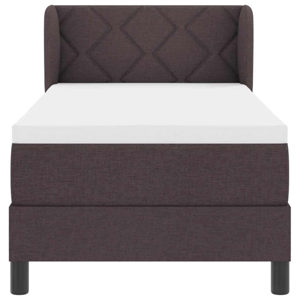 Letto a Struttura con Materasso Marrone Scuro 80x200 cm Tessuto