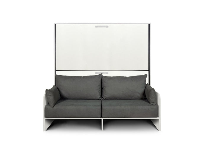 Letto Doppio A Scomparsa Kando Con Divano Bianco Frassino e Grigio