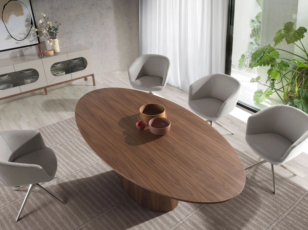 Credenza in legno grigio e noce con illuminazione interna