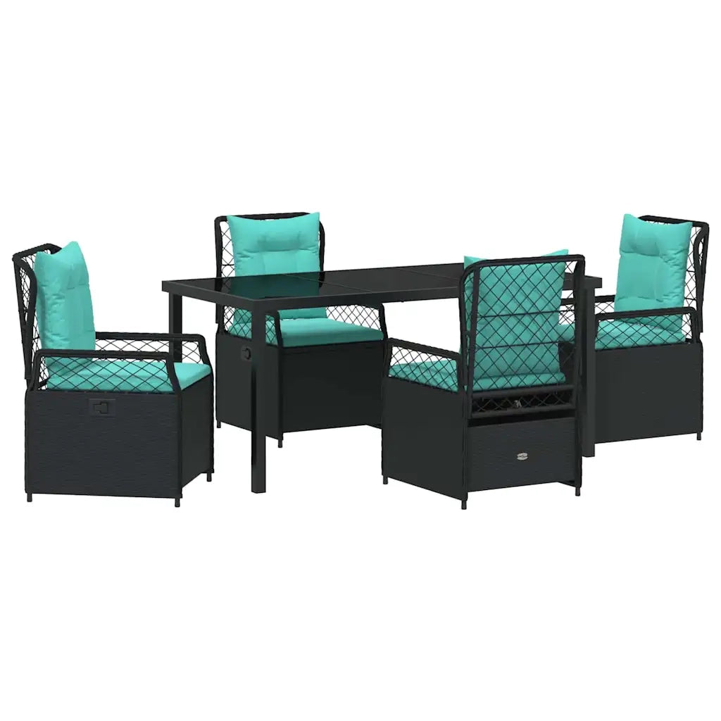 Set da Pranzo per Giardino 5 pcs Nero polyrattan 3381061