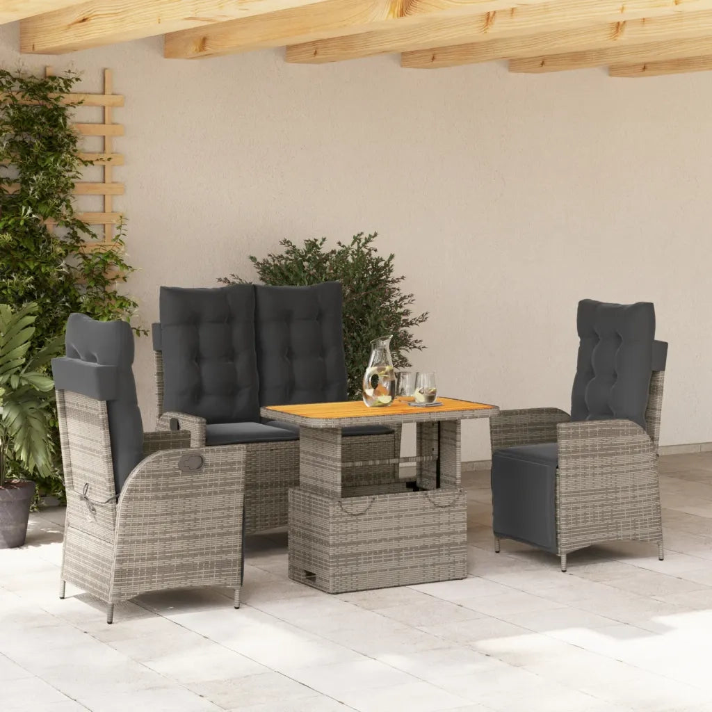 Set da Pranzo da Giardino 4 pz con Cuscini in Polyrattan Grigio 3277468