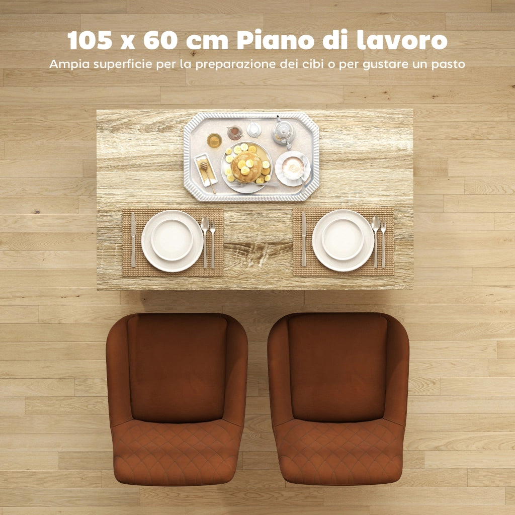 Isola Cucina con 2 Ripiani e 2 Armadietti ¨C zephmum ¨C MDF, Rovere e Nero, 105x60x82 cm