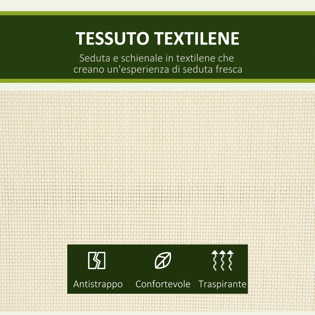 Dondolo 2 Posti 140x118x162 cm in Acciaio e Poliestere Beige