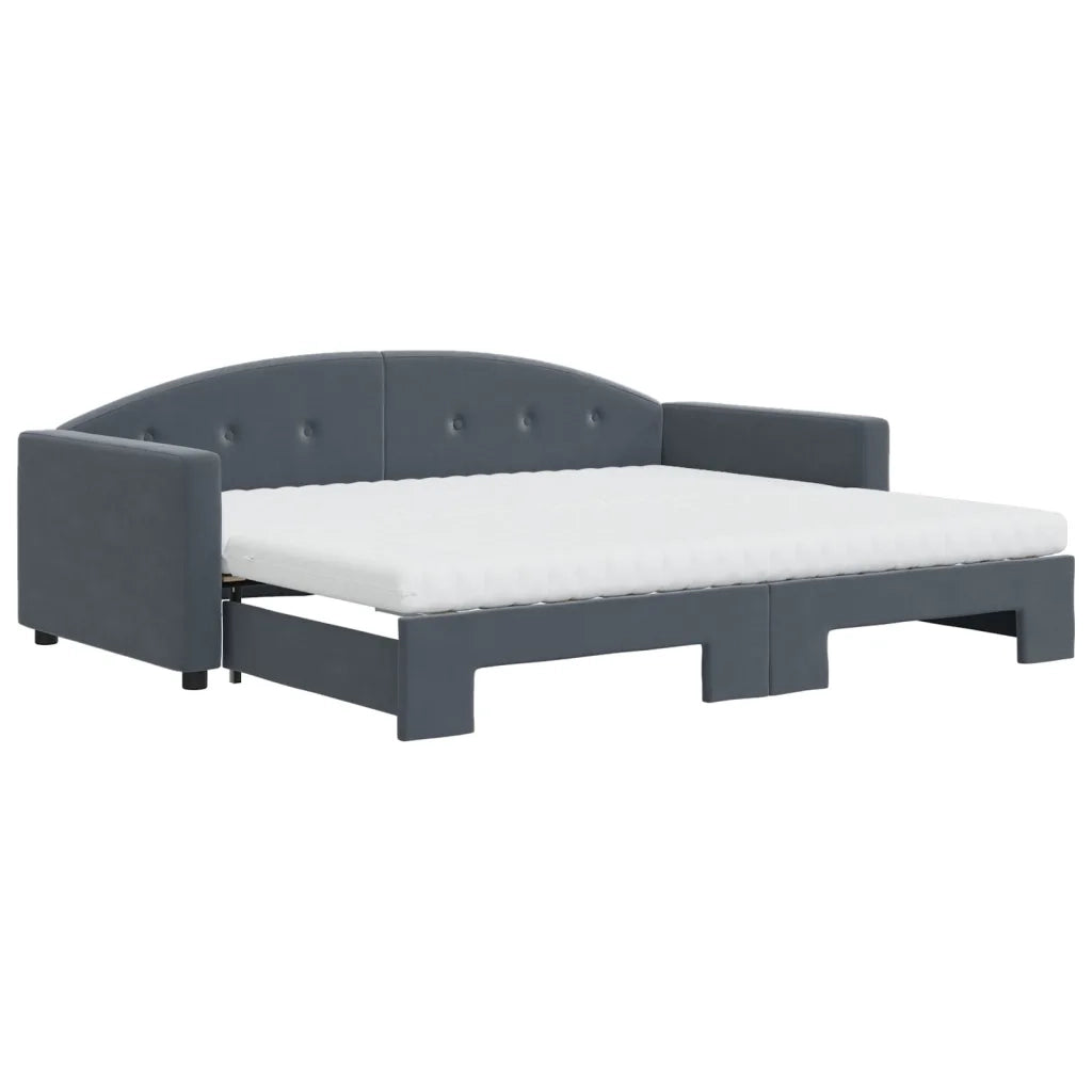 Divano Letto Estraibile Materassi Grigio Scuro 90x190cm Velluto
