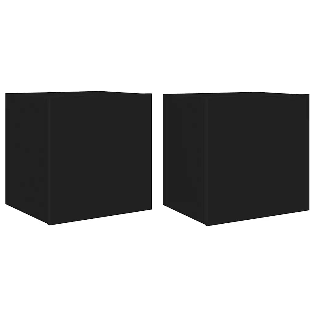Mobili TV a Parete con Luci LED 2pz Neri 40,5x35x40 cm 837249