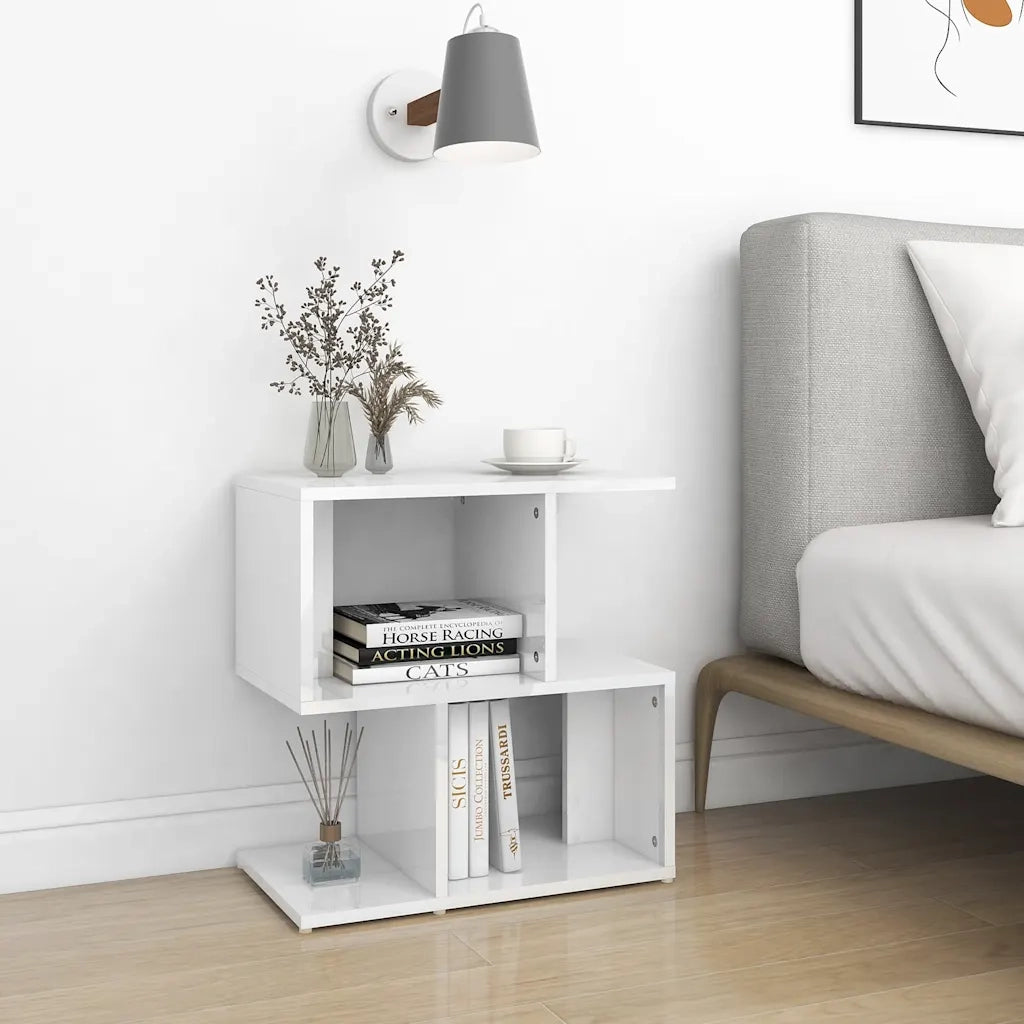Comodini 2pz Bianco Lucido 50x30x51,5 cm in Legno Multistrato 806377