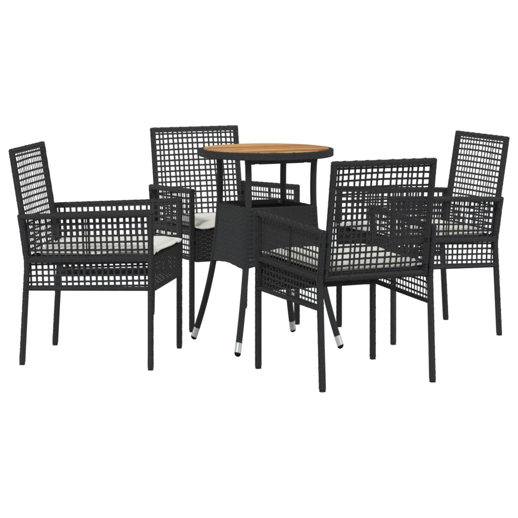 Set da pranzo da giardino 5 pezzi in Polyrattan Nero
