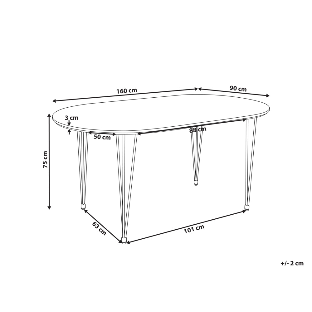 Tavolo da pranzo Piano in MDF marrone chiaro Gambe in metallo Gambe a forcina Stile industriale moderno
