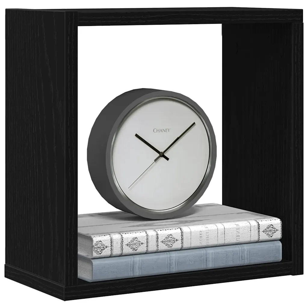 Mensole Parete Cubo 4 pz Rovere Nero 30x15x30 cm Truciolato 862056
