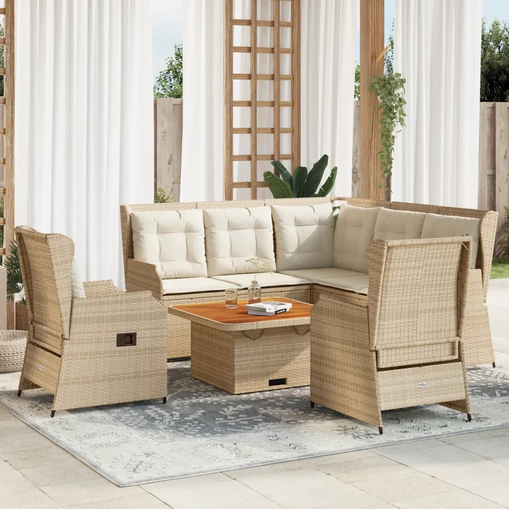 Set Divani da Giardino 5 pz con Cuscini in Polyrattan Beige 3262153