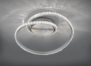 RUBIN PLAFONIERA LED 19W 2100lm, 3000K ALLUMINIO SATINATO EFFETTO CRISTALLO CON TELECOMANDO LUCE BIANCA DIMMERABILE + RGB  + LUCE NOTTURNA D.45CM