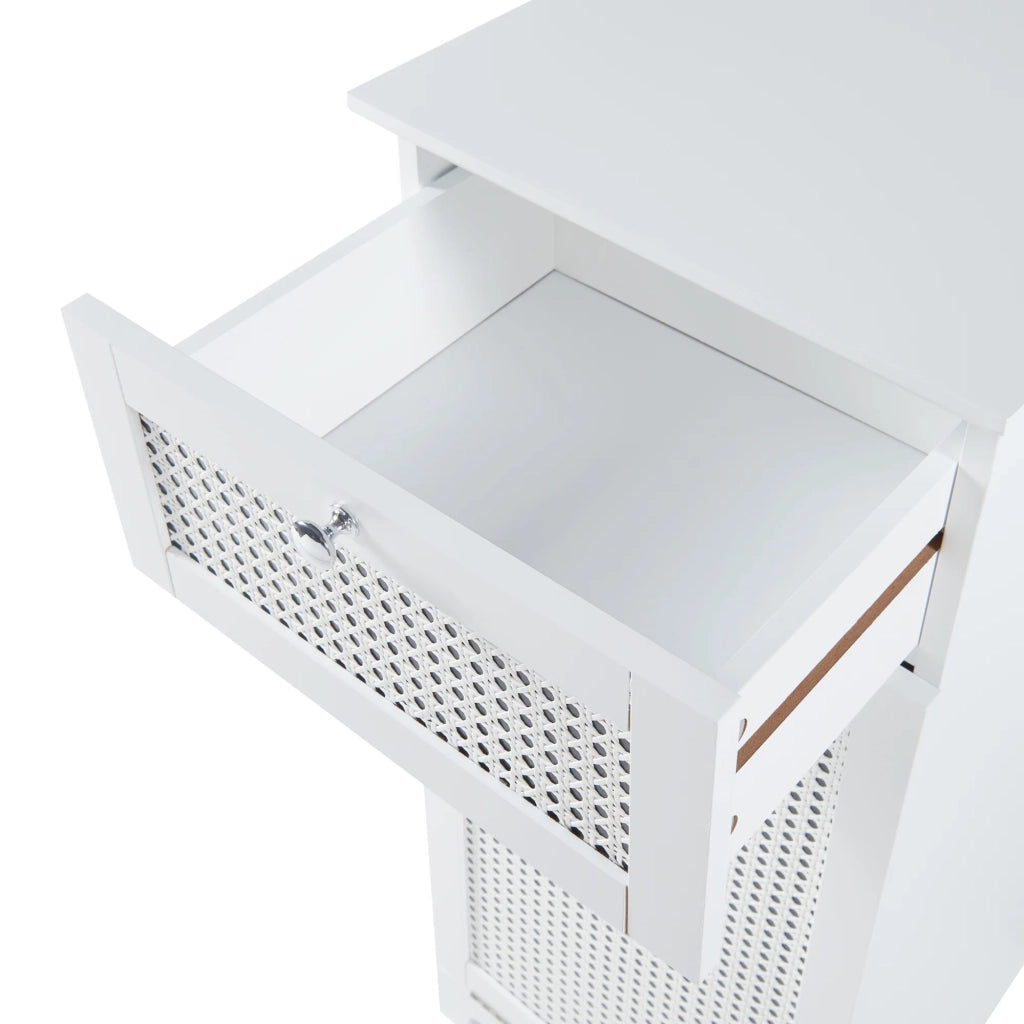 Mobile lavanderia in MDF PVC effetto rattan 90 x 38 x 40 cm bianco 03_0010147