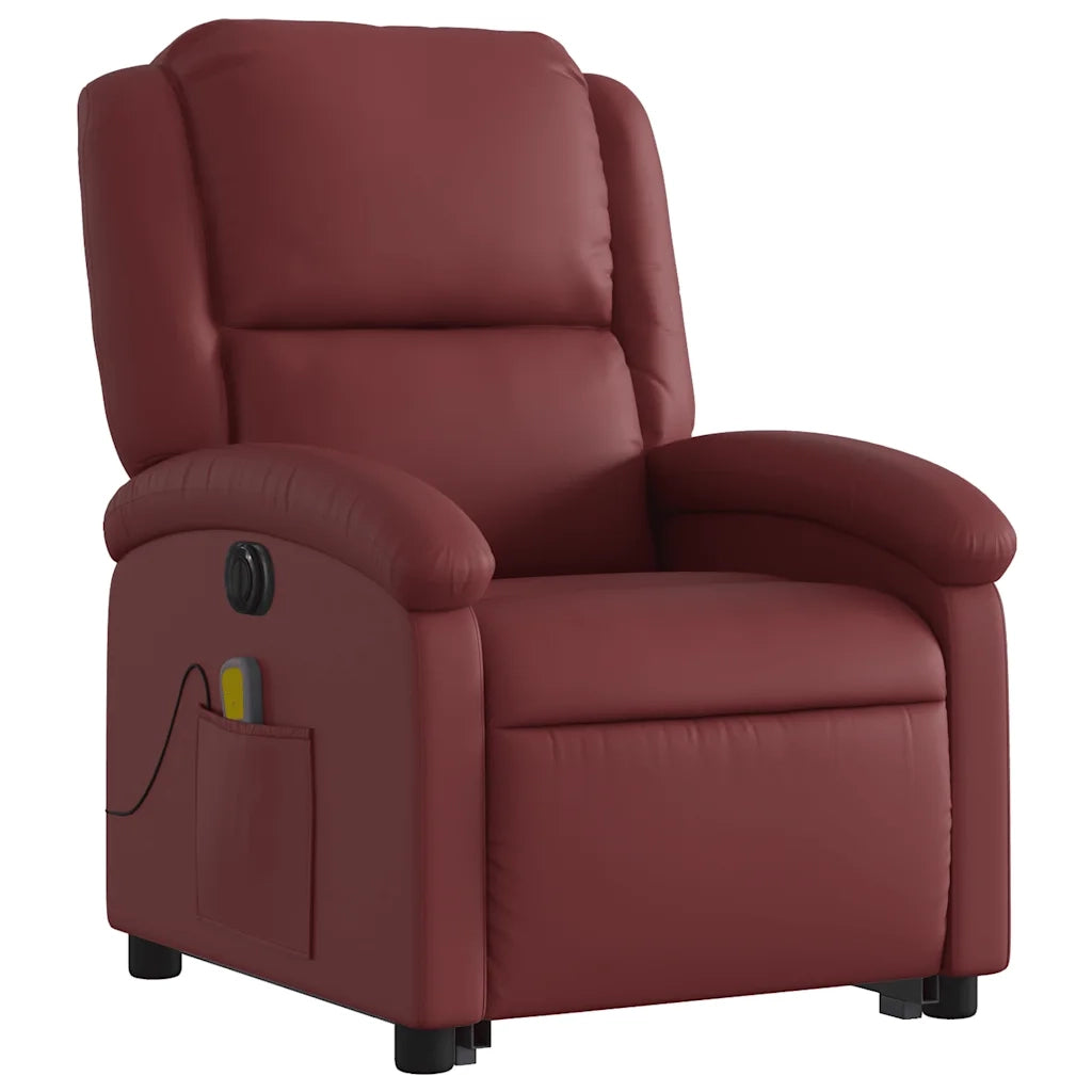 Poltrona Alzapersona Reclinabile Rosso Vino in Similpelle 3204251