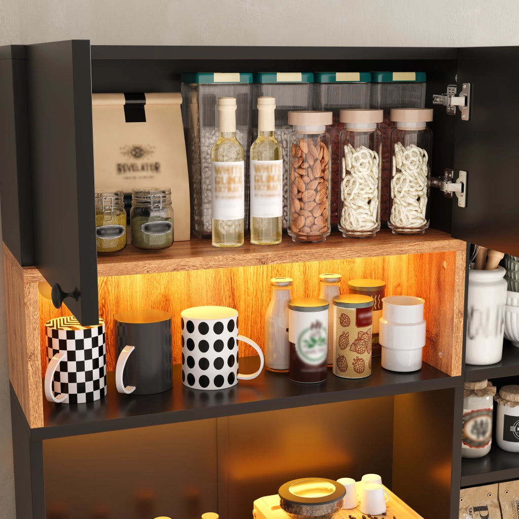 Mobile dispensa con LED RGB e prese integrate ripiani regolabili MDF 100 × 40 × 180 cm