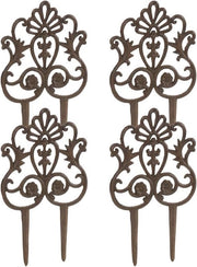 Bordura di giardino nostalgica in ghisa antiruggine - 4 pezzi - ca. 35 x 215 x 1 cm