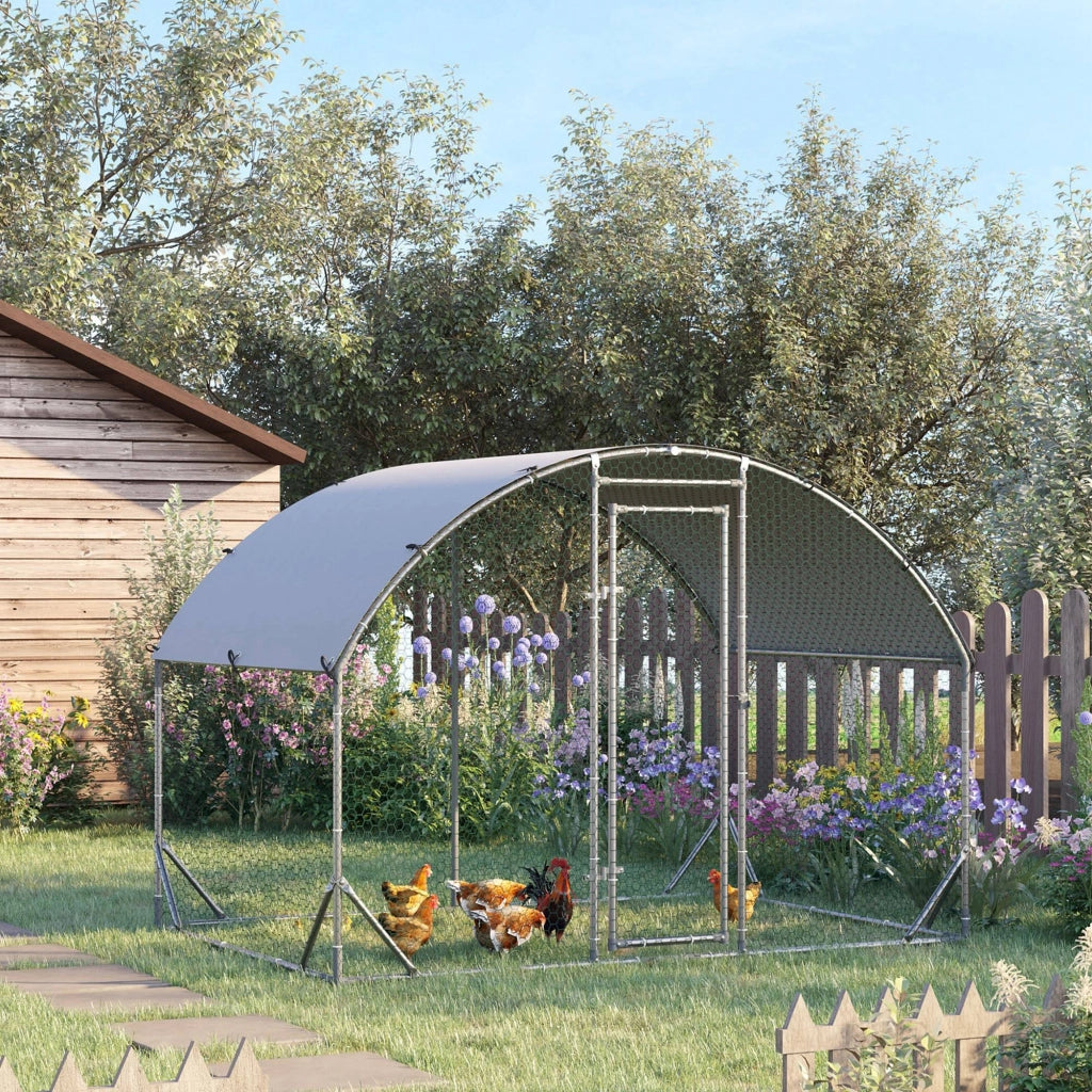 Recinto per Galline in Metallo Galvanizzato ¨C Zephmum ¨C Argento 280x190x197 cm