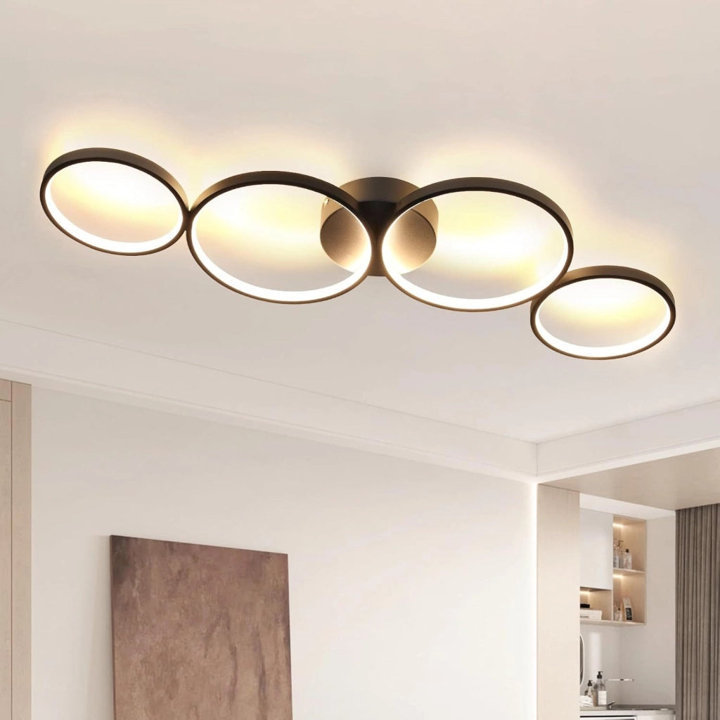 ZMH Lampada da soffitto moderna 4 fiamme design anello ottico 37W per soggiorno camera letto