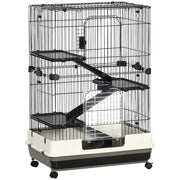 Gabbia per Animali 3 Piani con Vassoio e Ruote ¨C Zephmum ¨C Nera 81.2x52.7x114cm