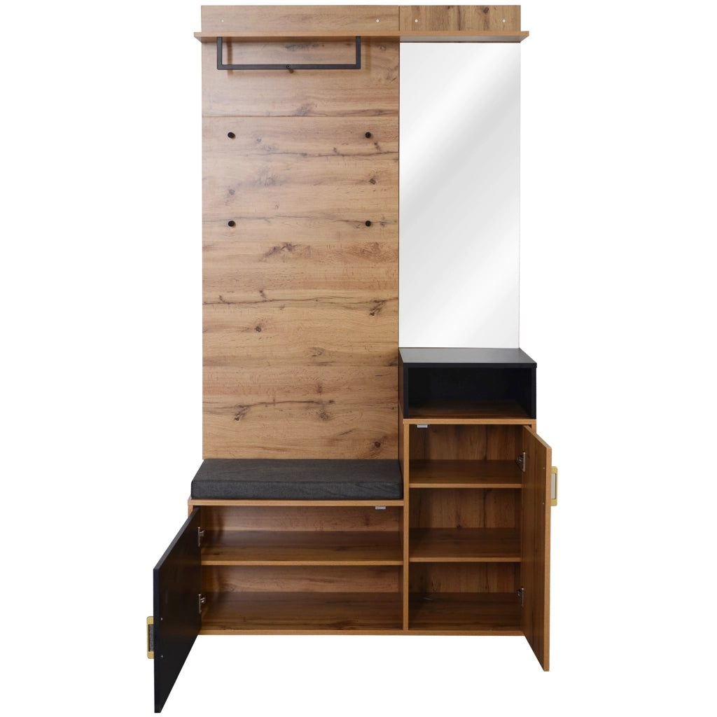 Set Ingresso con Scarpiera, Specchio, Panca e Appendiabiti ¨C Xylo ¨C Bianco