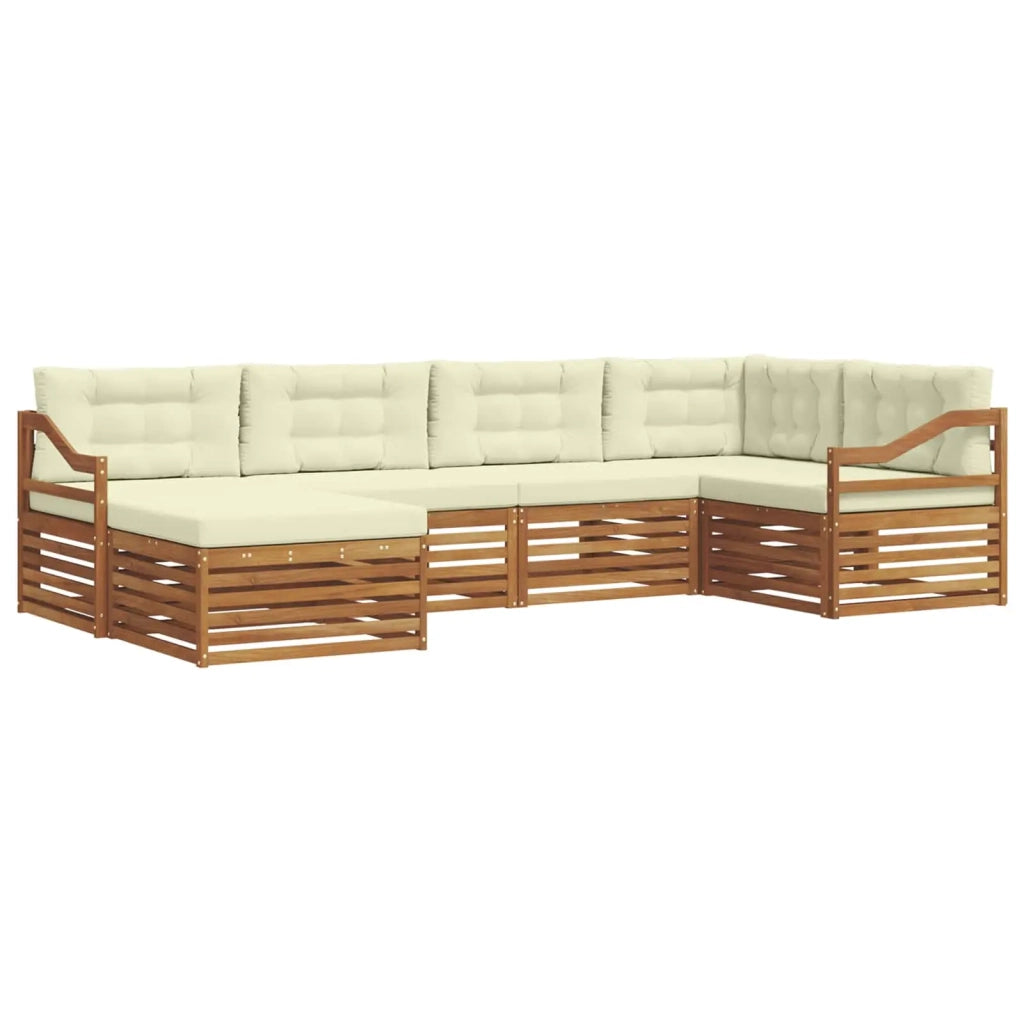 Set di divani da esterno con cuscino 6 pcs Naturale e Crema