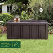 Cassa di sostegno Rockwood, marrone, 570 l capacità, dimensioni esterne: 155 x 72,4 x 64,4 cm, cassa di archiviazione impermeabile, adatta per l'uso all'aperto, cassa di sostegno Keter