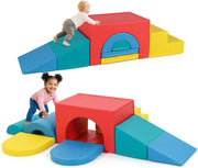 Set di 7 Blocchi da Arrampicata e Strisciamento per Bambini da 1 Anno in Su, Set di Costruzioni in Schiuma da Interno per Bambini a Arrampicarsi, Strisciare e Scivolare (Rosso)