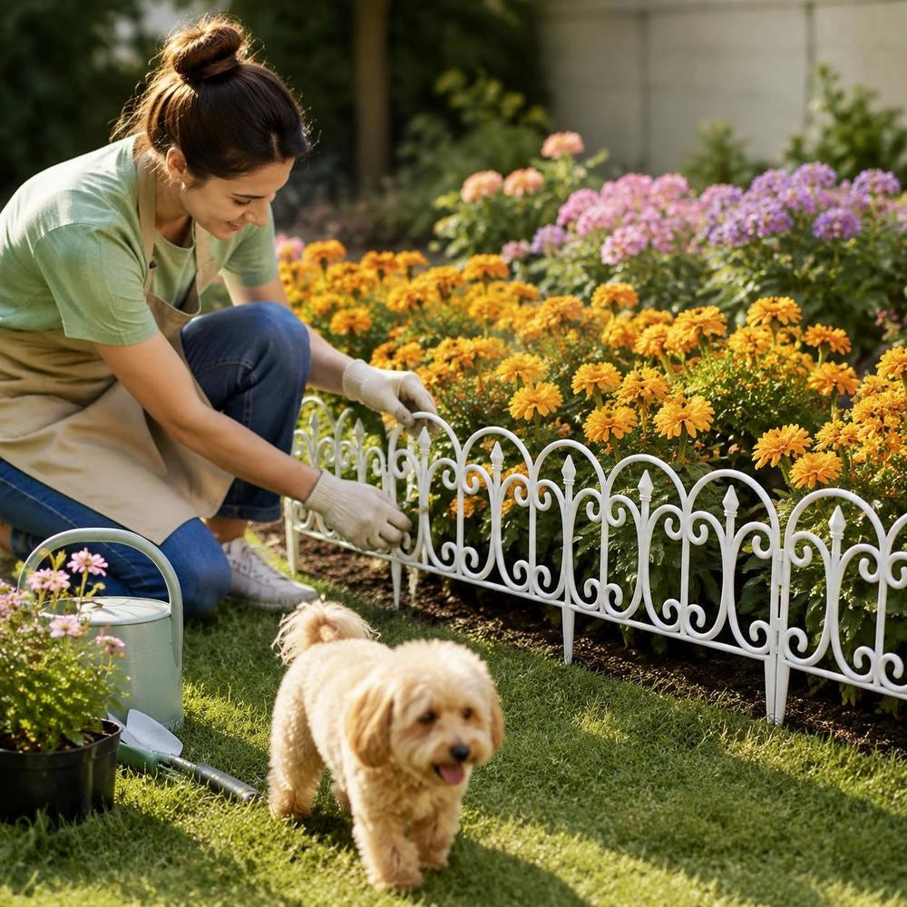 Lawn Edging, 17 Pieces, White, 10 M, PP