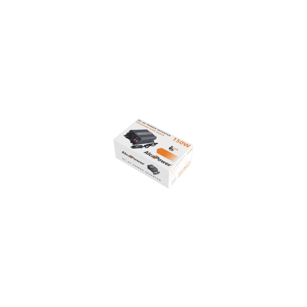 Alcapower Inverter Soft Start 150W DC/AC 24V a 230V con uscita USB integrata, protezione da sovraccarico, cortocircuito e surriscaldamento compatto