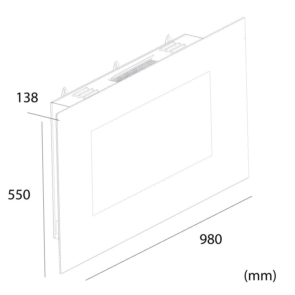 Camino Elettrico da Parete 98x55x14 cm Effetto Fiamma 1500W Sined Monte Bianco