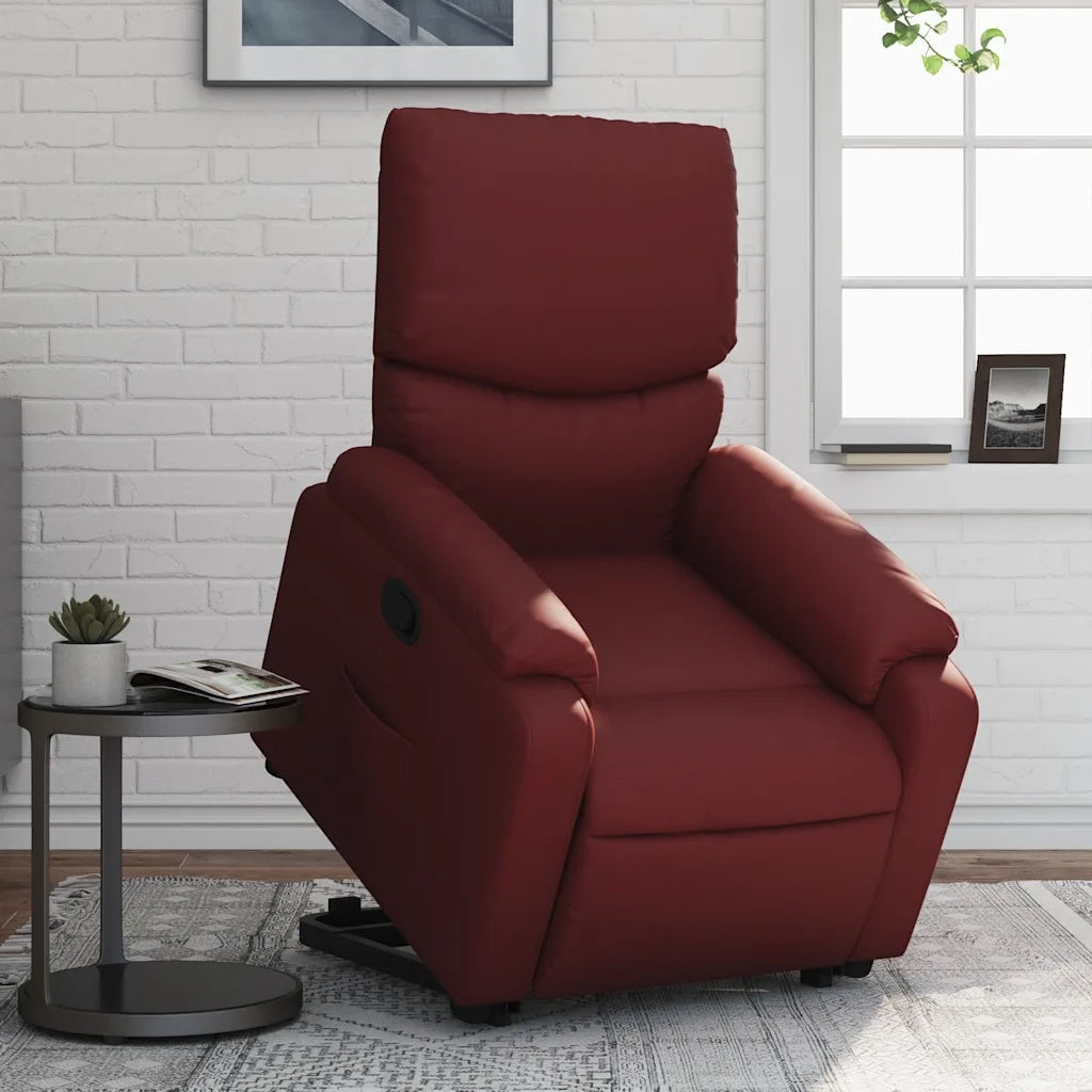 Poltrona | Sedia Relax Alzapersona Reclinabile Rosso Vino in Similpelle