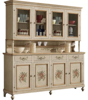 Cristalliera legno shabby avorio ocra 4 porte 198x50x227 (1620+1621) - Mobili 2G