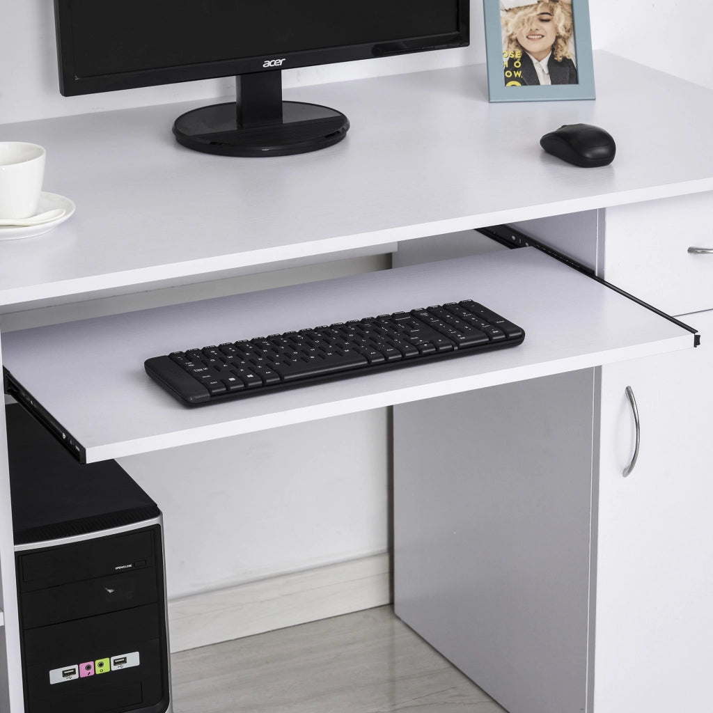 Scrivania per computer con scaffale e cassetto ¨C zephmum ¨C bianco MDF 120x60x74 cm