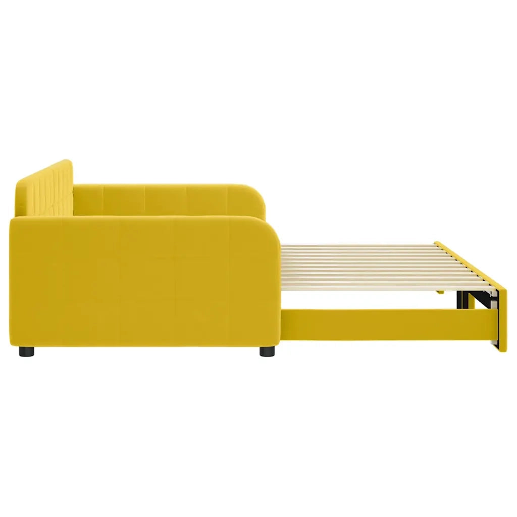 Divano Letto con Letto Estraibile Giallo 100x200 cm in Velluto 3196941