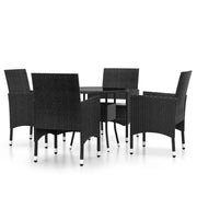 Set da Pranzo per Giardino 5 pz | Set Salotto da Giardino in Polyrattan Nero
