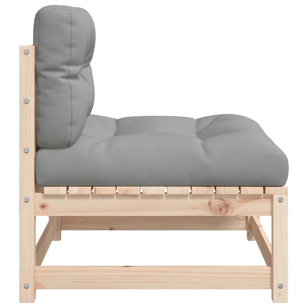 Divano Giardino Senza Braccioli con Cuscini-Sofa da Giardino-Divanetto da esterno Legno Massello Pino 796805