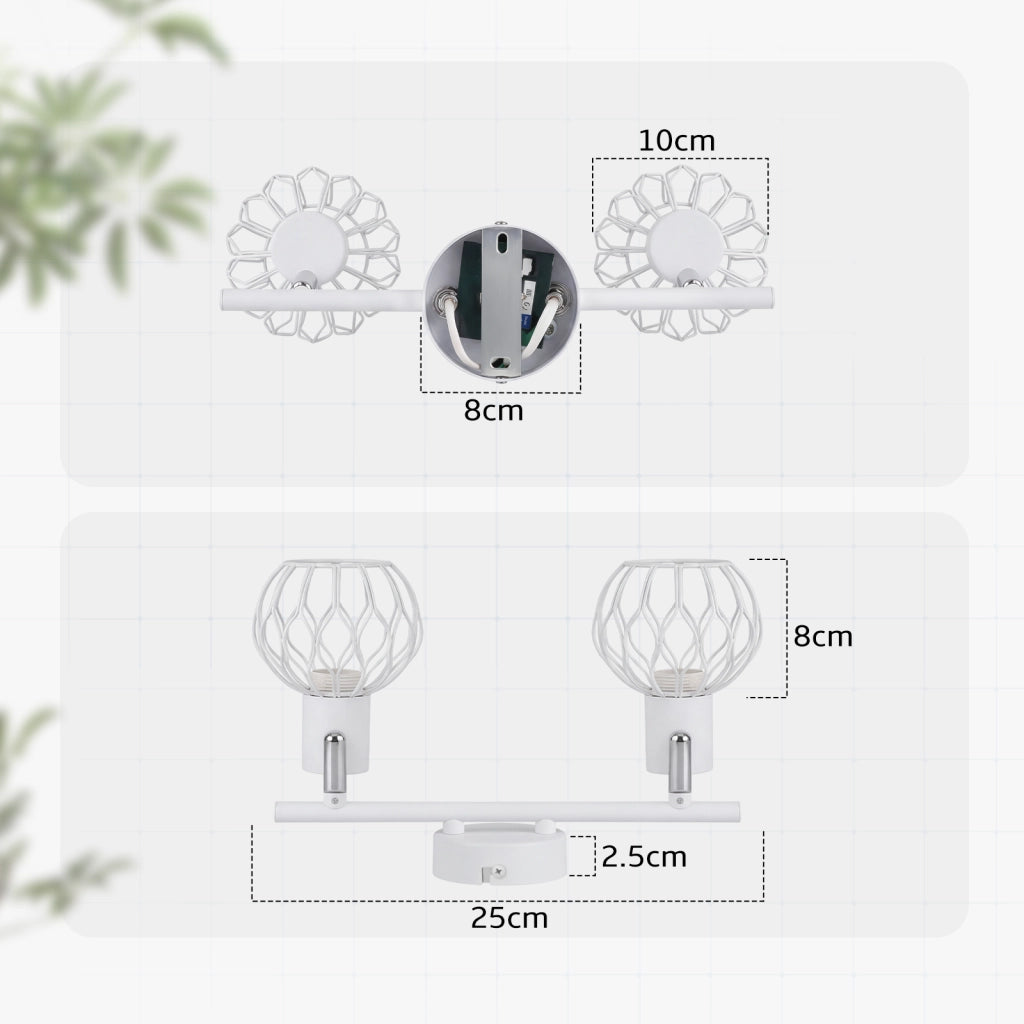 ZMH Faretto da soffitto 2 Luci Bianco E14 Metall Orientabile Moderni per Soggiorno Cucina Corridoio Senza Lampadina