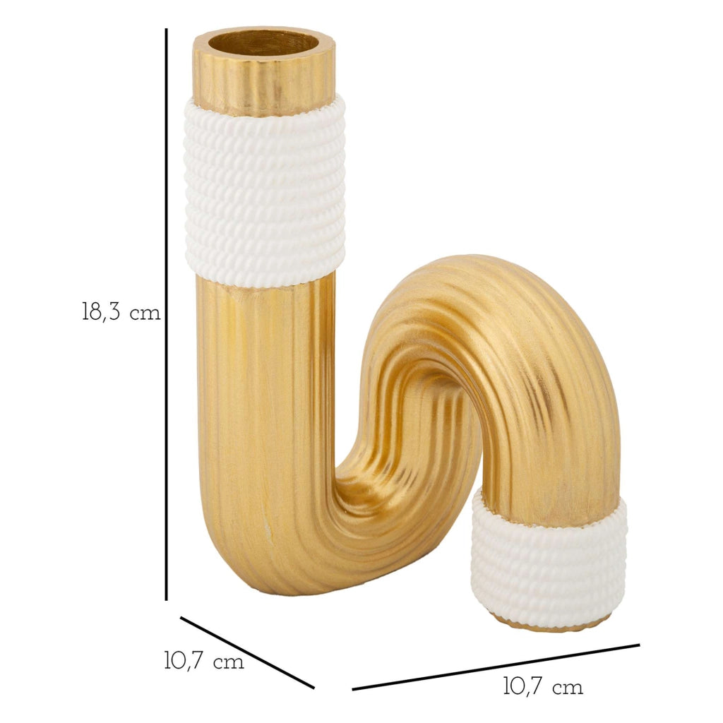 Teren, Vaso Colore Struttura Bianco, oro