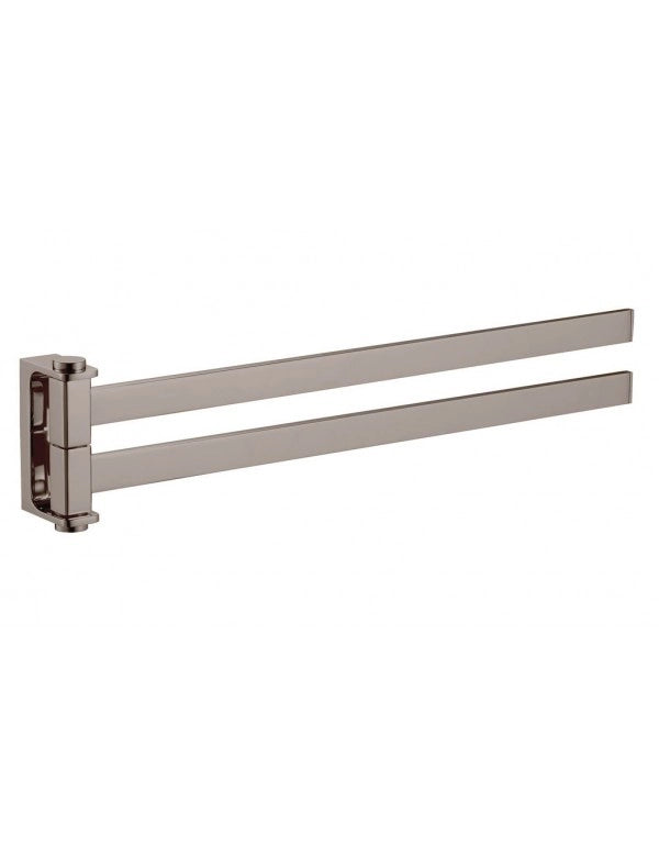 Portasciugamani doppio girevole NIL in metallo lucido ottone grigio 37 cm