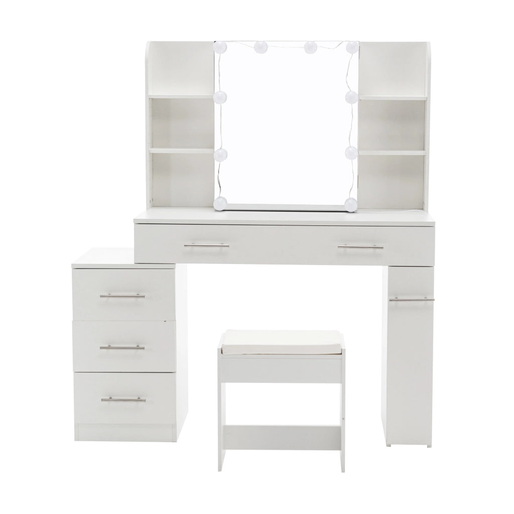 Tavolo Trucco con Specchio e LED ¨C MINIMAL ¨C con Cassetto e Illuminazione