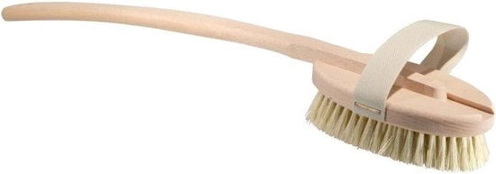 Spazzola per pelo 47 cm - Pulizia e massaggiata rilassante per la schiena - Morbida per la pelle - Setole di fibra naturale - Peeling con spazzola per corpo - Fascia per polso e lama rimovibile