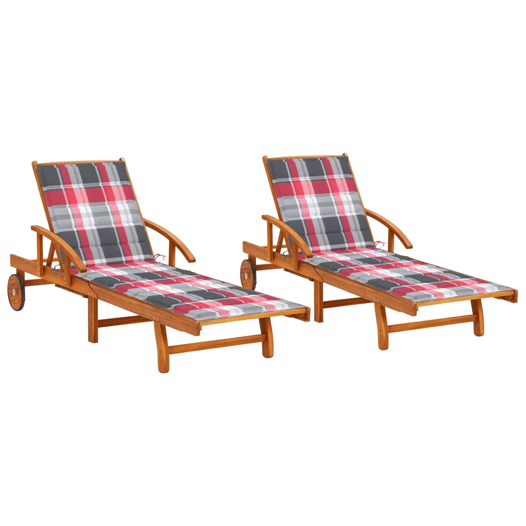 Sdraio 2 pz con Cuscini in Legno Massello di Acacia cod mxl 72087