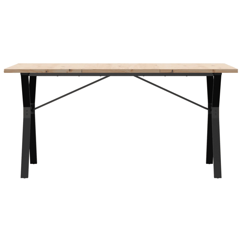 Tavolo da Pranzo Telaio a Y 140x80x75,5 cm Legno Pino e Acciaio