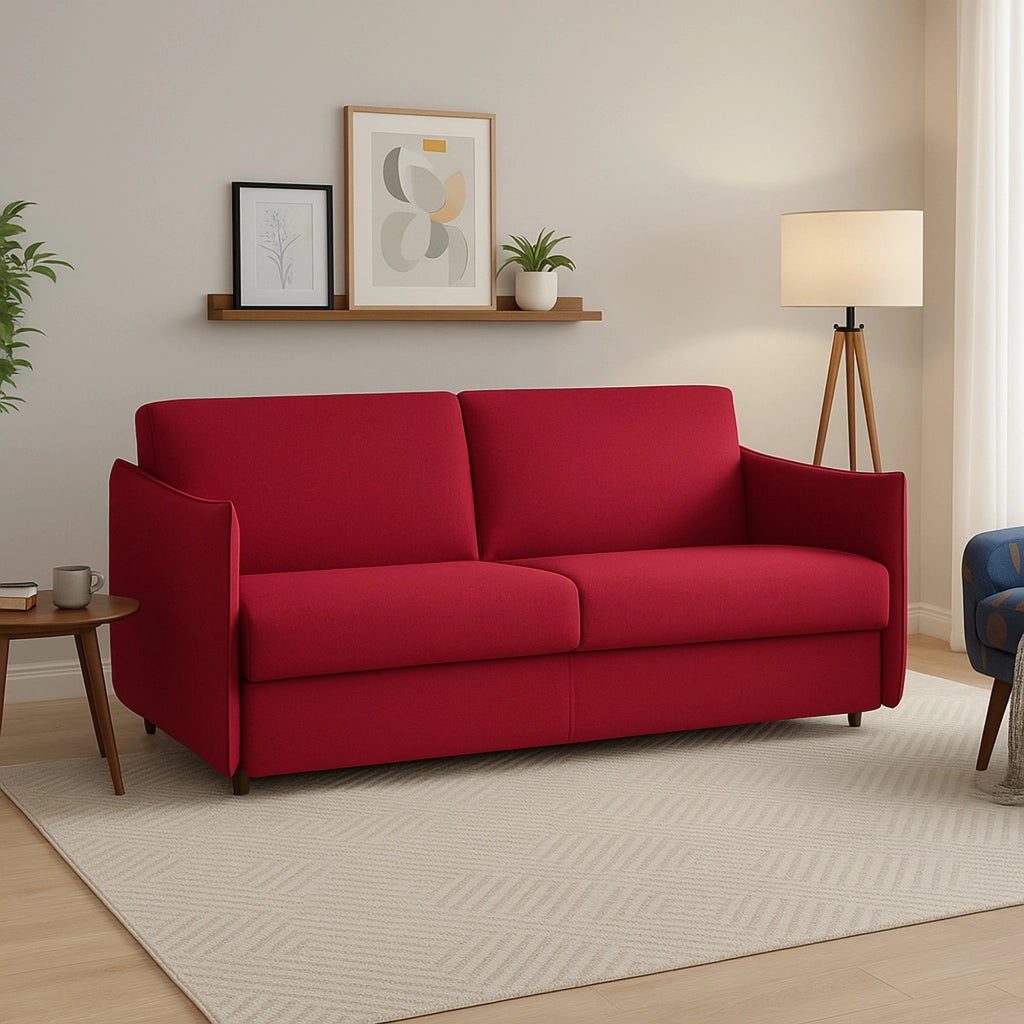 Severo, Divano Fisso 3 Posti Sfoderabile Made in Italy, 200x95 cm Rosso