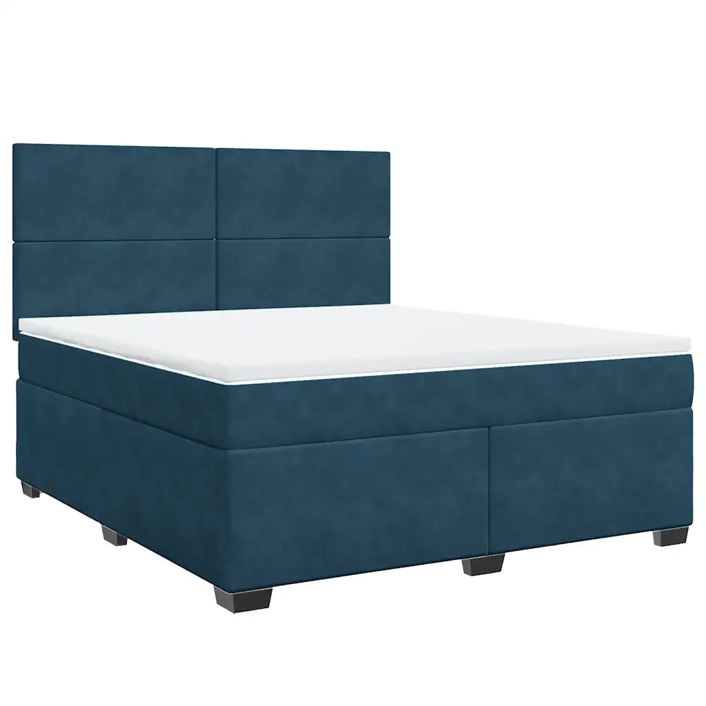 vidaXL Giroletto a Molle con Materasso Blu 180x200 cm in Velluto