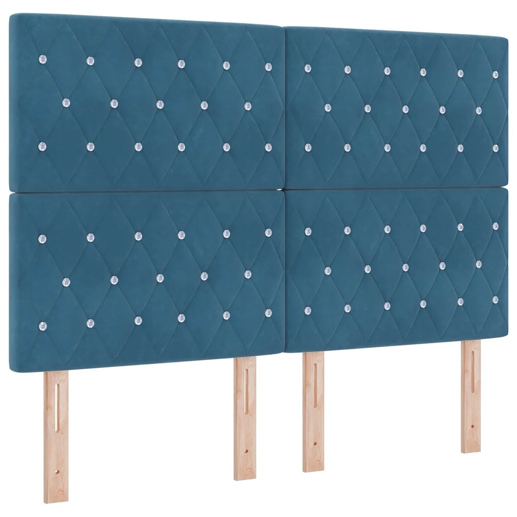 Letto a Sorgente LED Blu Scuro 160 x 200 cm Velluto 3343260