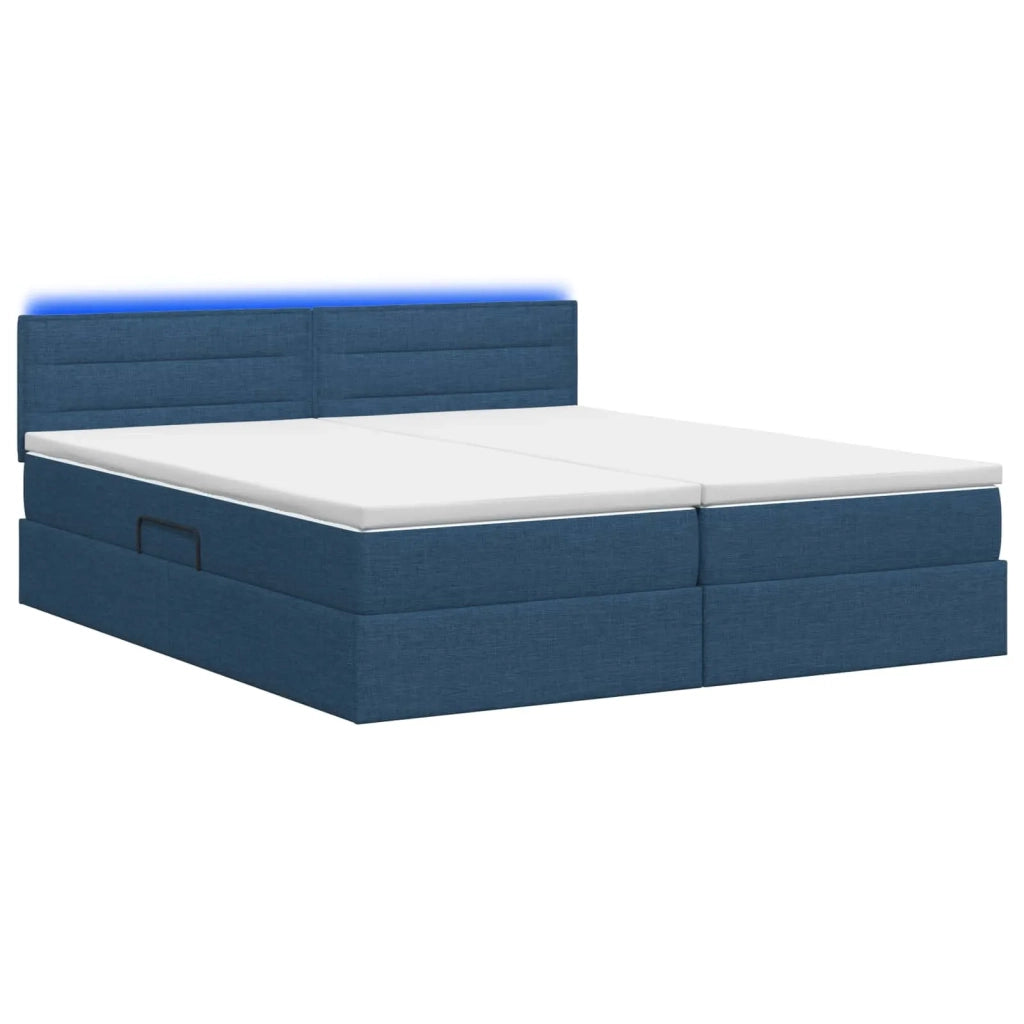 Letto con contenitore LED e materasso Blu 180 x 200 cm Tessuto 3459341