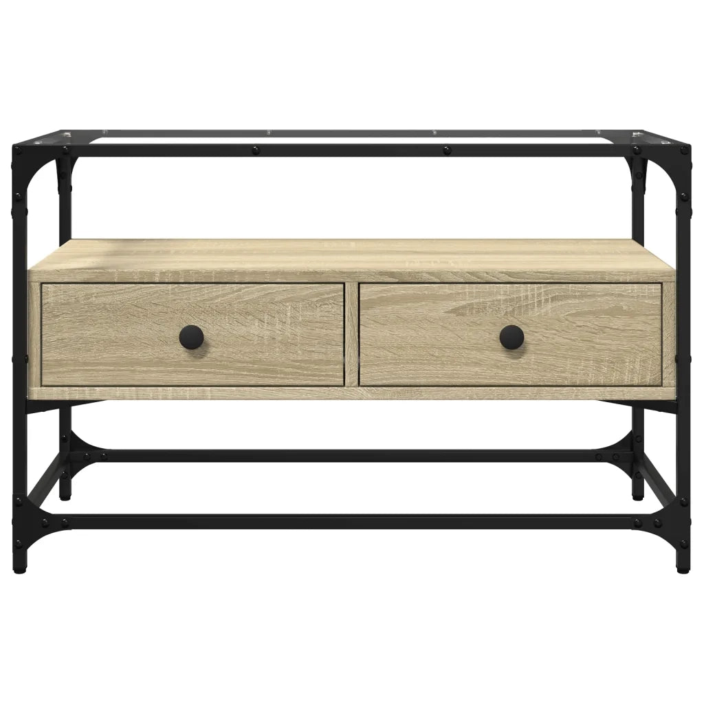 Mobile TV Piano Vetro Rovere Sonoma 80x35x51 Legno Multistrato 846060