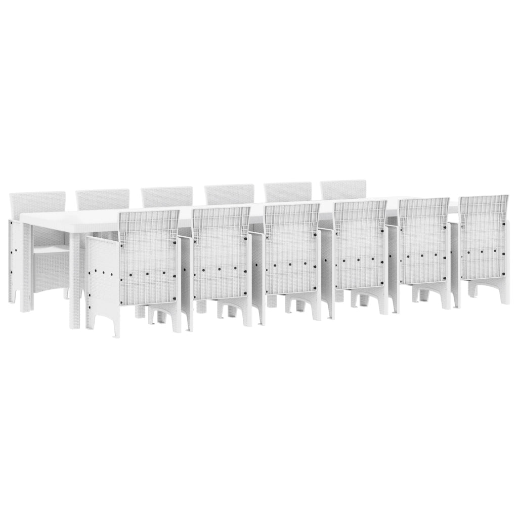 Set da Pranzo da Giardino  13 Pezzi Bianco Polirattan
