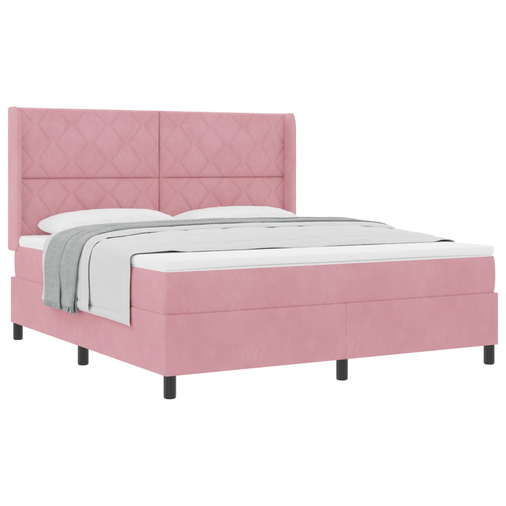Letto Box Spring con Materasso Rosa 180x200 cm in Velluto