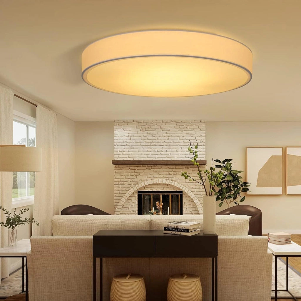ZMH Lampada da soffitto plafoniera LED 38 cm dimmerabile telecomando rotonda bianca tessuto per soggiorno camera cucina